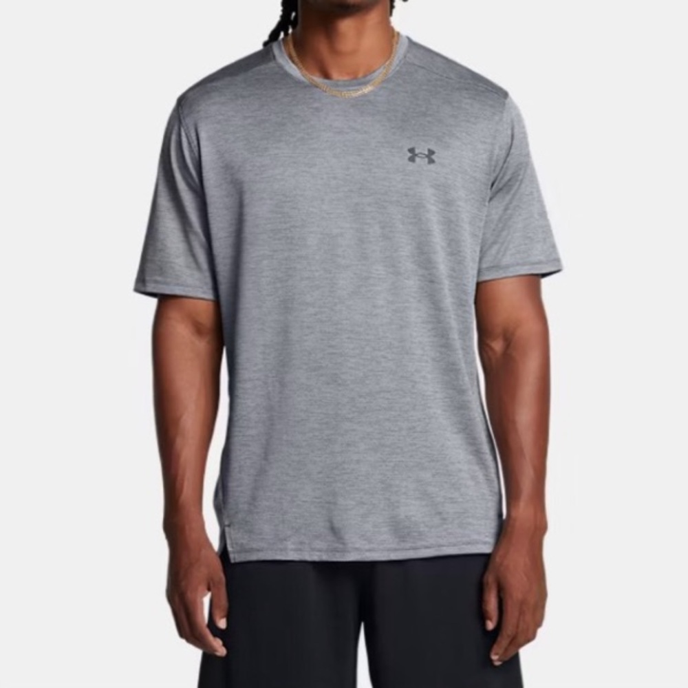 Under Armour Tech Tee Size LT L Tall Heather Gray Short Sleeve Loose Fit Run Gym